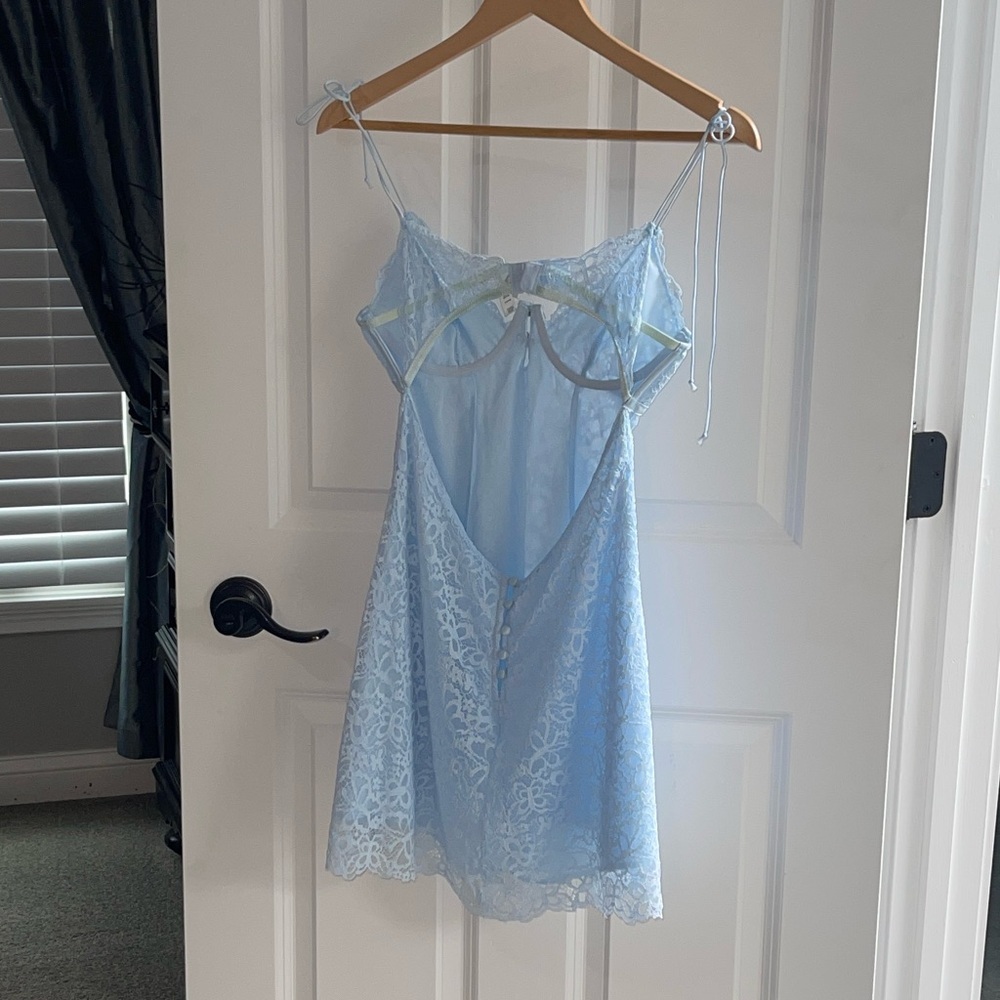 FOR LOVE & LEMONS Creamsicle Lace Slip Dress 27985 Light Baby Blue Flower Medium - Picture 5 of 9